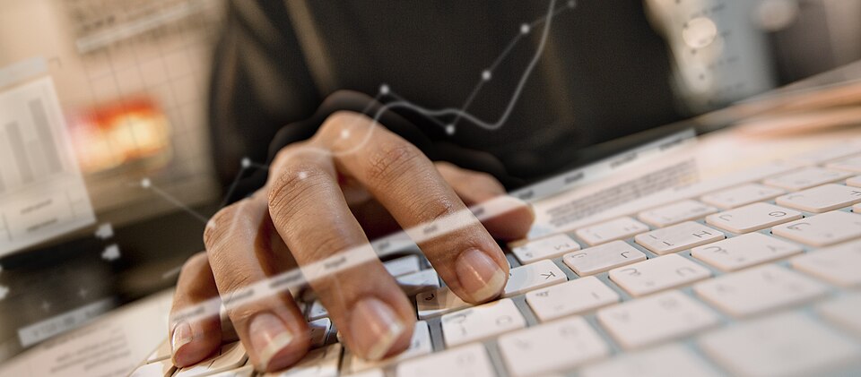 Digital marketer analysing social media performance dashboards